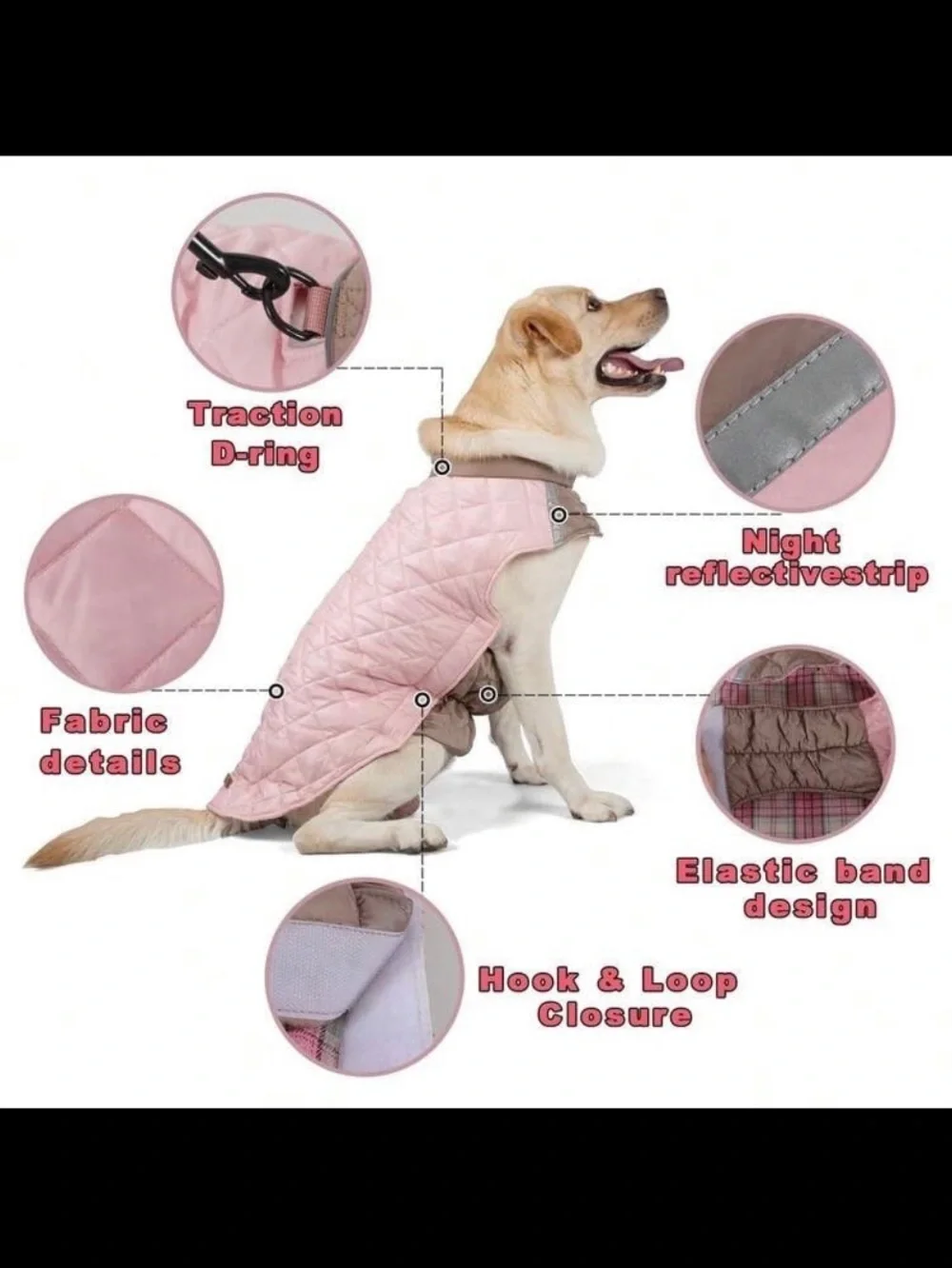 Amazon Reversible Pink Quilted & Plaid Dog Coat